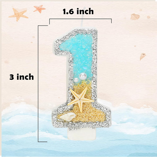Birthday Candle for Cake, Beach Starfish Sequins Candles, 2.76 inch Cake Topper Decoration for Birthday Party (Number 19)