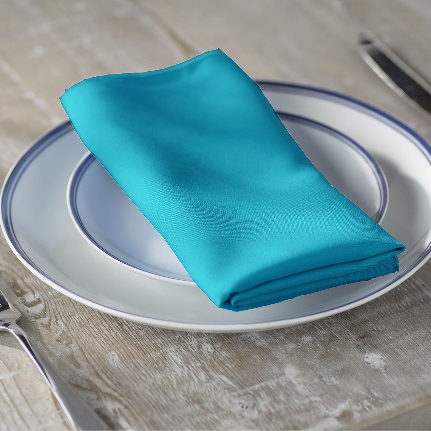 LA Linen 4-Pack Poly Blend Napkins - Soft, Washable, Stain & Wrinkle Resistant - Dinner & Party Napkins - Turquoise Dark, 18x18