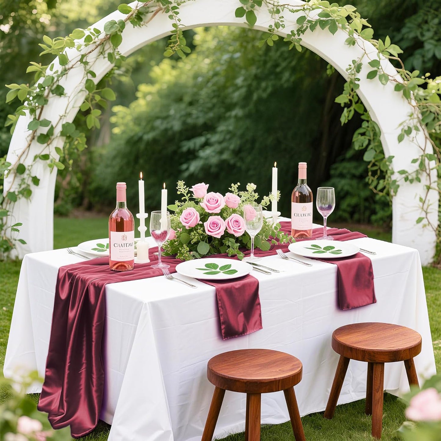 Bailarina 80 Pack Burgundy Satin Napkins,17x17 Inches Wedding Napkins Square Soft Silky Table Napkins Bulk Decorative Elegant Cloth Napkin for Party Decoration, Banquet,Wedding,Graduation