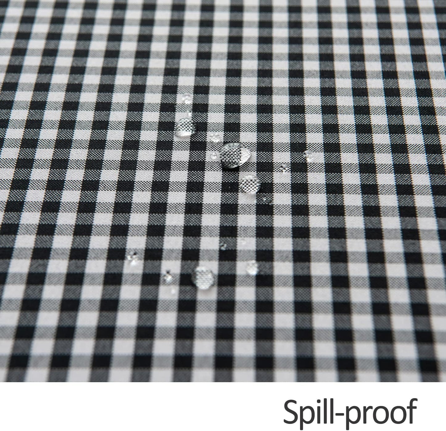 maxmill Round Checkered Tablecloth Spillproof Wrinkle Free Heavy Weight Gingham Table Cloth for Circular Table Cover Buffalo Plaid for Buffet Banquet Parties Holiday Dinner 70 Inch Black White