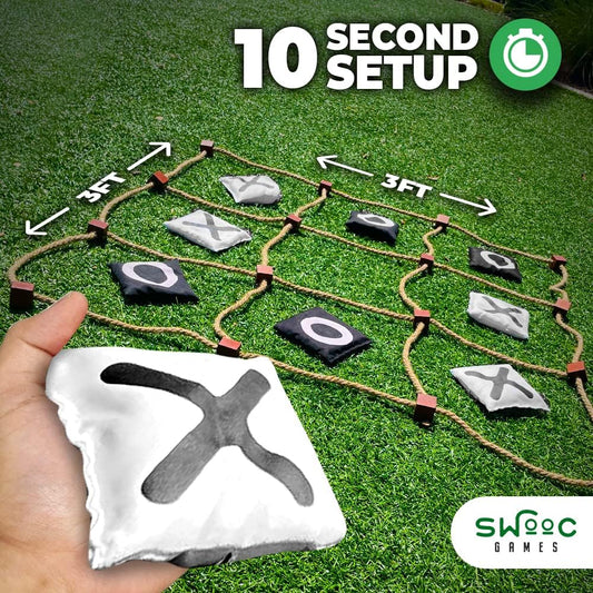 Swooc Games® - Giant Tic Tac Toe Game Outdoor (All Weather) | 3ft x 3ft | Instant Setup, No Assembly | Giant Outdoor Games for Adults and Family | Outside Toys | Large Lawn & Backyard Fun | Yard Game