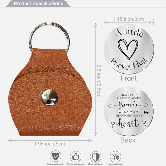 OUMILAN Pocket Hug Token Gifts for Men Boyfriend Girlfriend Inspirational Gift for Son Daughter Brother with Leather Keychain
