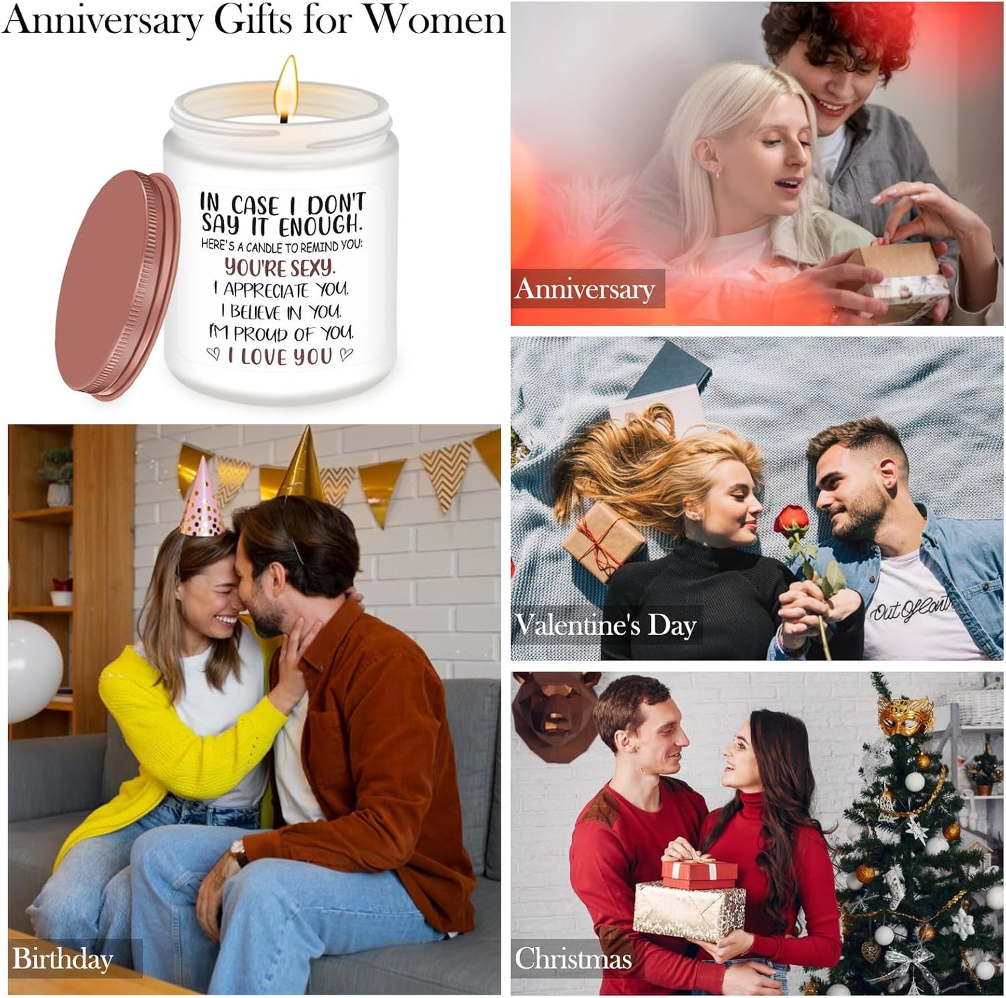 NANOOER Anniversary Wedding Birthday Gifts for Her Girlfriend Wife, Unique Romantic Gift for Her Lavender Candle, Funny Valentines Anniversary Birthday Gifts for Her,Girlfriend, Wife