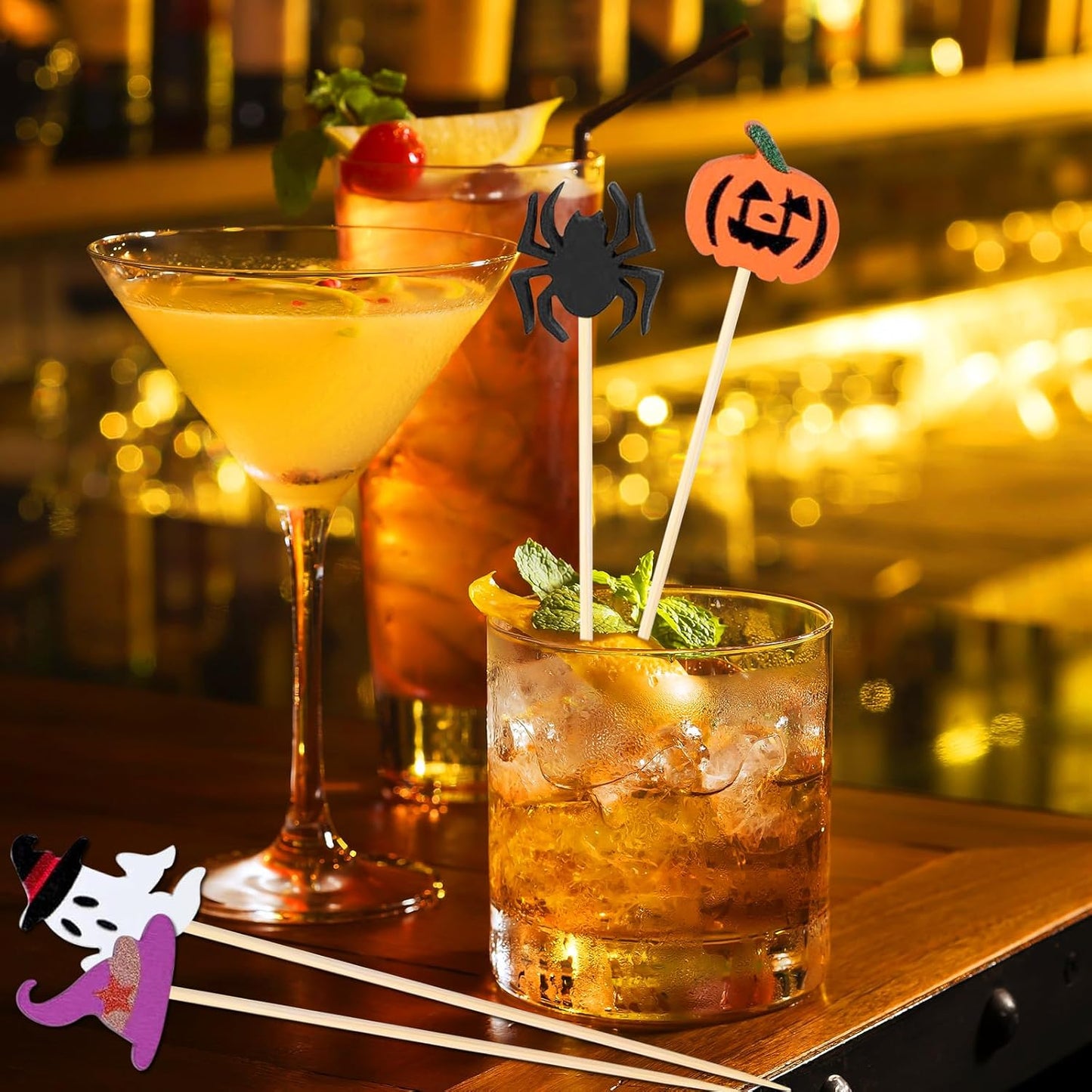 500 Pieces Halloween Cocktail Picks Bamboo Sticks Long Toothpicks for Appetizers for Drinks 4.7 Inch Bamboo Skewers for Appetizers Charcuterie Boards Accessories