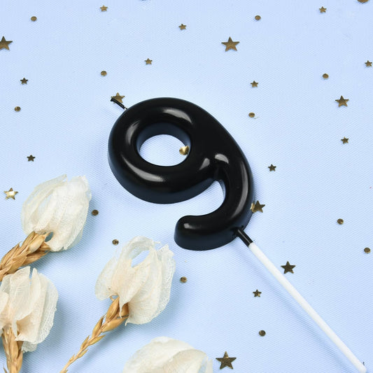 PHD Cake 2.76 inch Classical Black 9 Number Birthday Candles for Party Celebration
