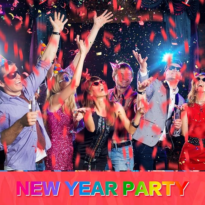 Confetti Cannon 12 Pack Red Biodegradable 12 Inch Party Popper Shooters Bulk for Baby Shower, Wedding, Birthday, Graduation, Party Celebrations