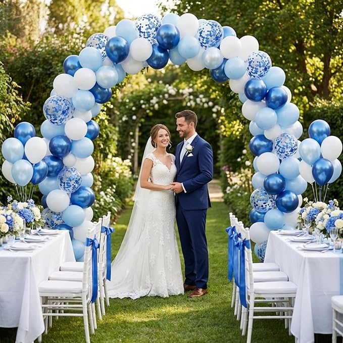 Light Blue Balloons Arch Kit,130pcs Blue and White Balloon Garland,Different Sizes 18 12 10 5 Inch Baby Blue Latex Balloons for Birthday Wedding Baby Shower Graduation Blue Themed Party Decorations