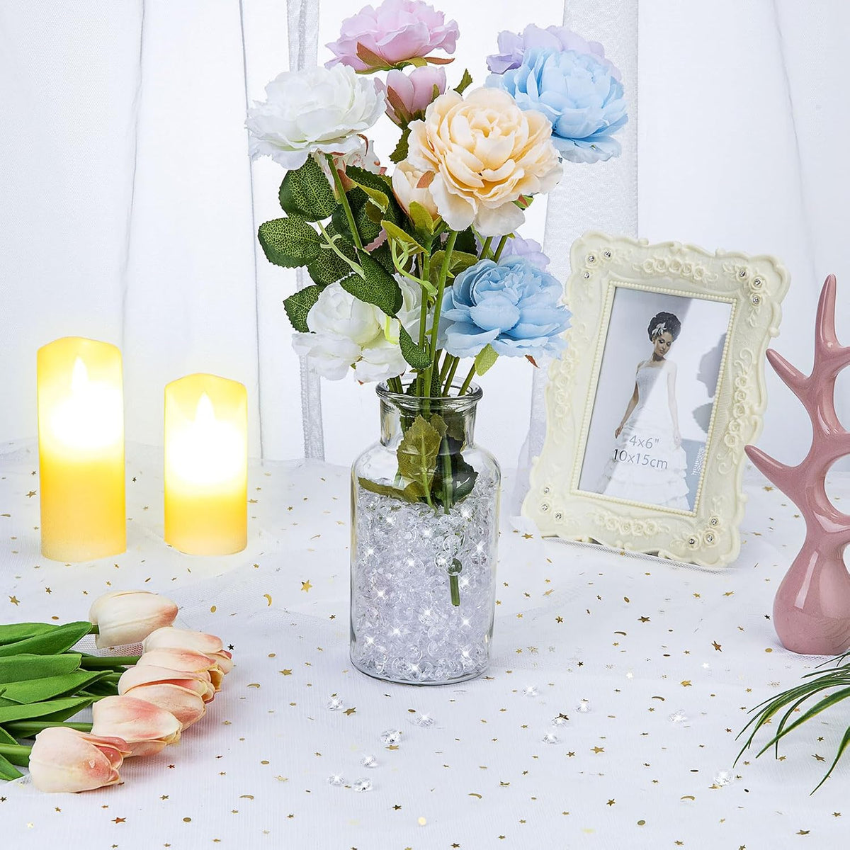 2000 pcs/Pack Wedding Table Scatter Confetti Crystals Acrylic Diamonds 8 mm Rhinestones for Wedding, Bridal Shower, Vase Beads Decorations (8mm, Champagne)