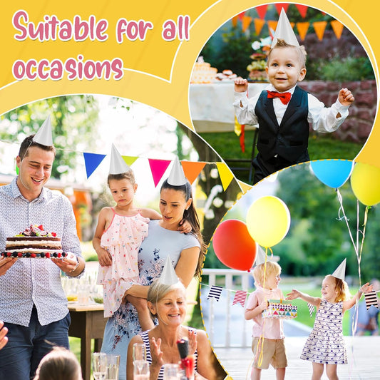 24 PCS Party Cone Hats DIY Birthday Paper Cone Hats for Kids and Adults Birthday, Baby Shower, Bridal Shower