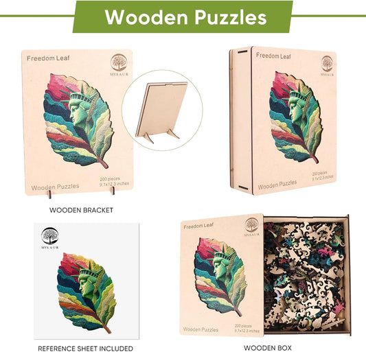 MYS A·U·R Wooden Puzzles for Adults, Freedom Leaf Jigsaw Puzzle 500pcs, 14.2X19.3in, Creative Wooden Puzzle, Wood Puzzles Adult for Stress Relief Gifts & Relaxation