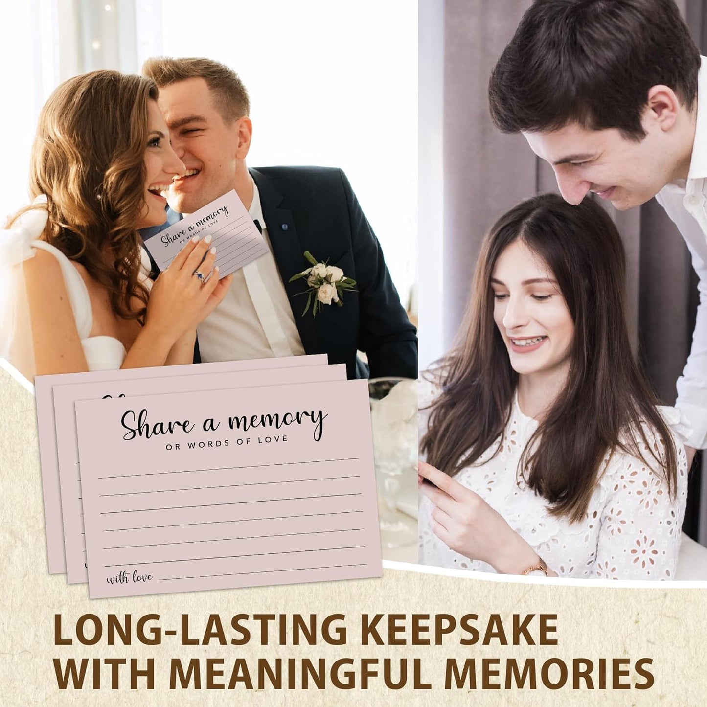Share a Memory Cards for Celebration of Life, Graduation, Retirement, Birthdays, Guest Book Ideas, Funeral Sign In Book For Memorial Service, 4x6 Inches Set of 50 Pcs(Gray Pink) -A11