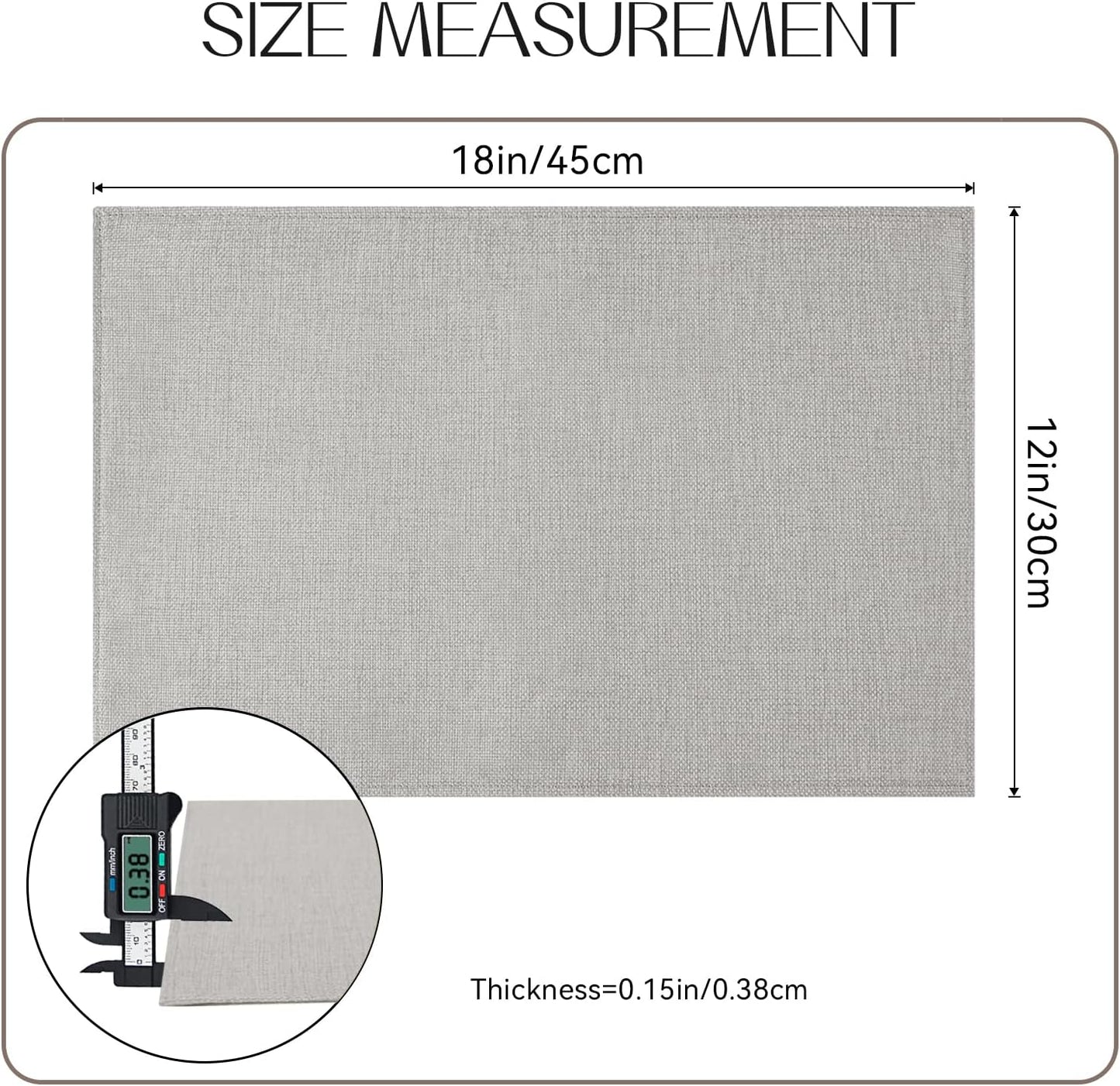 Romanstile Cloth Placemats Set of 4-12 x 18 Inch, Heat Resistant Double Layered Thickened Burlap Place Mats, Washable Linen Farmhouse Table Mats for Kitchen/Dining/Party/Outdoor, Light Grey