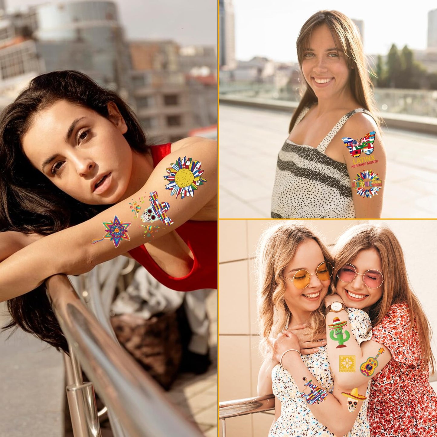 Hispanic Heritage Month Temporary Tattoos - Lovarywow 200+ Spanish Party Decorations Latin American Stickers Temporary Tattoos Stickers Gifts for Kids Spanish Themed Birthday Party Favors Supplies