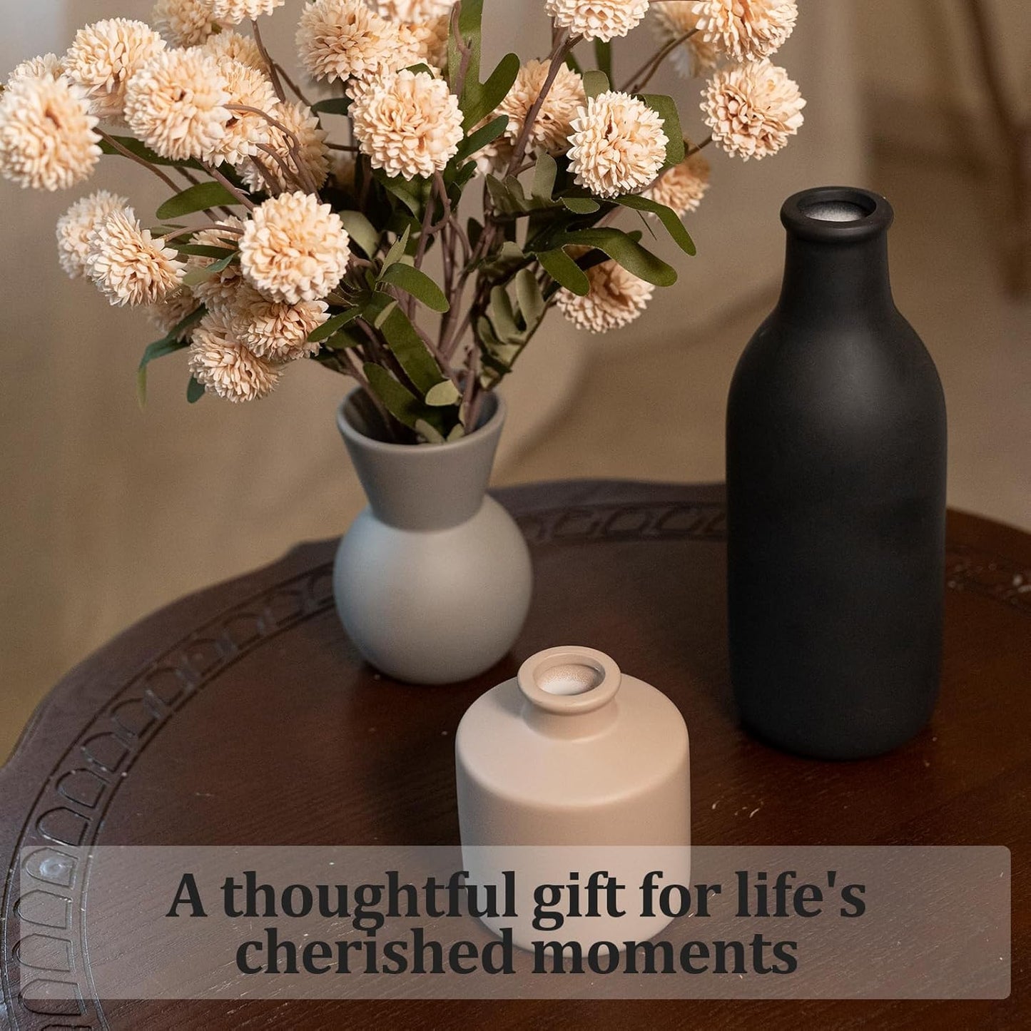 Ceramic Flower Vase, Small Vase for Centerpieces, Modern Vases for Home Decor- 3 Pcs