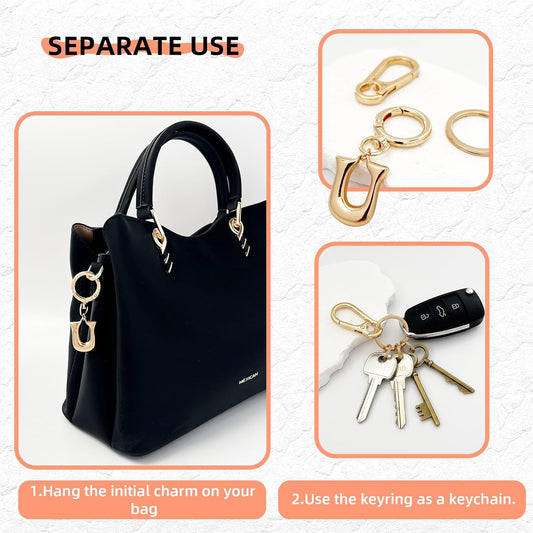 Gold Bubble Heart Initial Bag Charms for Handbags – Cute Initial Letter Keychain for Women, Purse Charms, Gold Gift