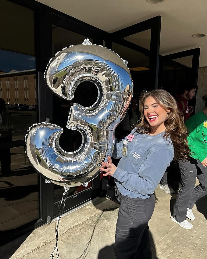 Silver Number 13 Balloon 40 inch, 13 Number Balloons, 13th Silver Birthday Decorations for Girls Boys Kids, 13 Year Old Silver Party Supplies