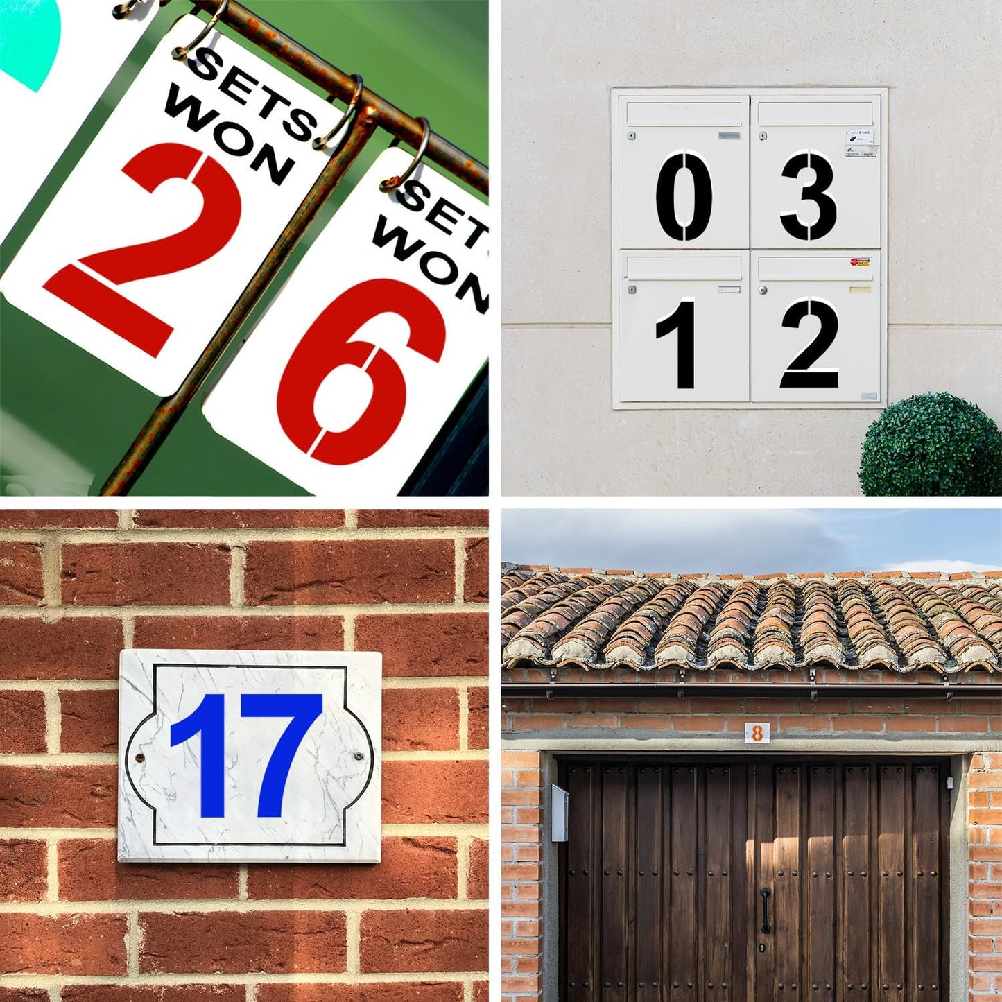 4 Inch Plastic Number Stencils Kit 0-9 – Reusable Address & Digital Number Painting Templates for Cake, Mailbox, Road, Parking Lot, Door, Truck Signs