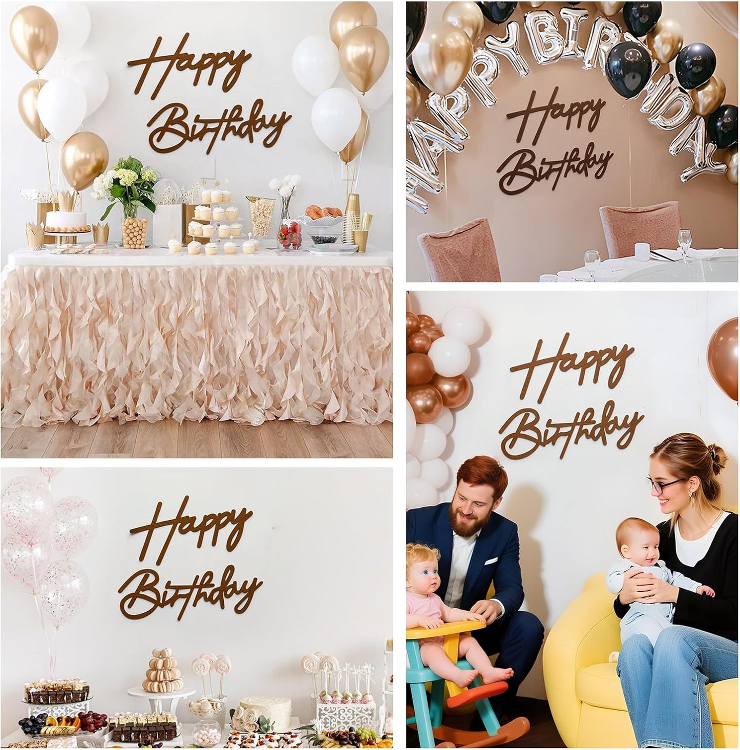 Brown Happy Birthday Sign for Birthday Arch Backdrop - Felt Happy Birthday Letters for Balloon Banner Backdrop Wall Decorations for Birthday Banner for Women, Men, Kids