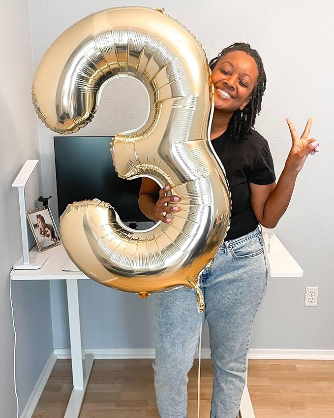 Light Gold Number 7 Balloon 40 Inch, 7th Birthday Party Decorations for Children, Giant 7 Foil Balloon for Party Supplies