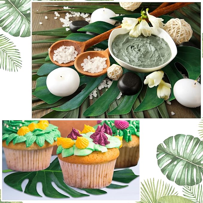 Sinmoe 100 Pack Disposable Paper Placemats Bulk 13 Inch Paper Charger Place Mat Party Charger Plates Table Place Mats for Dinner Wedding Birthday Baby Shower Spring Dining Tableware(Palm Leaf)