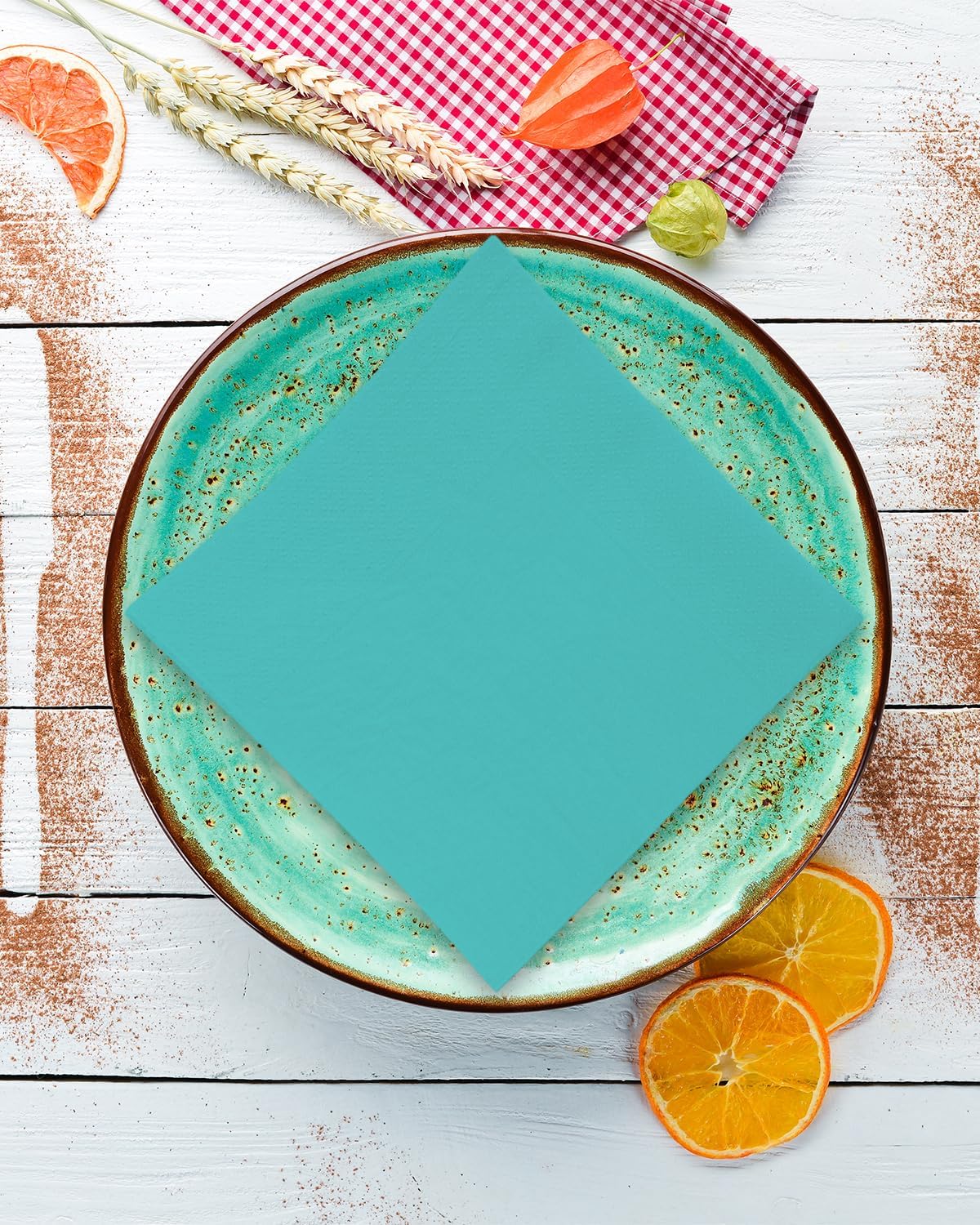 Mint Blue Cocktail Napkins 5 * 5inch disposable Beverage Napkin paper for Cocktail, Wedding, Dinner,Birthday Party Dessert Wine Paper Napkins( 120 Count)