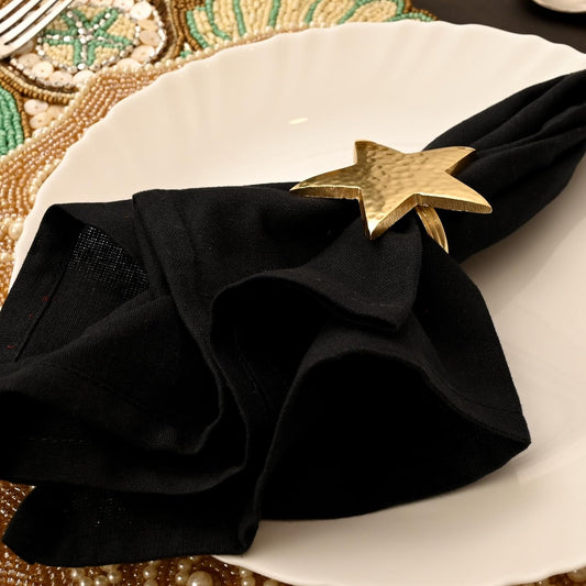 12 Pcs Lightweight Metal Napkin Rings - Gold Star Metal Holders for Elegant Table Decor, Parties, Weddings, Holidays, Everyday Dining - Metallic Adornment for Table Settings - CLEENTABLE