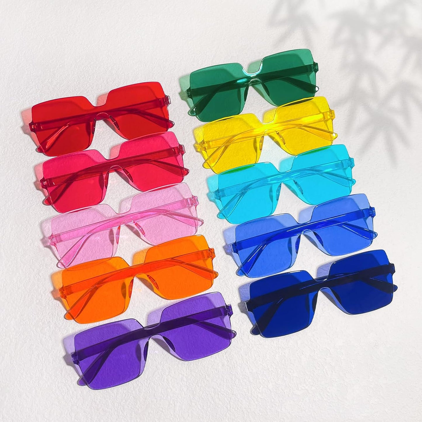 10/20 Pack Star/Heart Shape/Round/Butterfly/Cat Eye/Rectangle/Fire Rimless Tinted Party Sunglasses Color Glasses