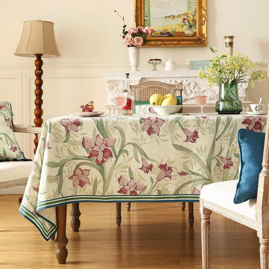patdrea Designer French Green Small Tablecloth for Square Table,Elegant Violets Pattern Tablecloths,Table Cover Cloth Fall Decor for Kitchen Dining Christmas,Thanksgiving,55"x55"-Tara a