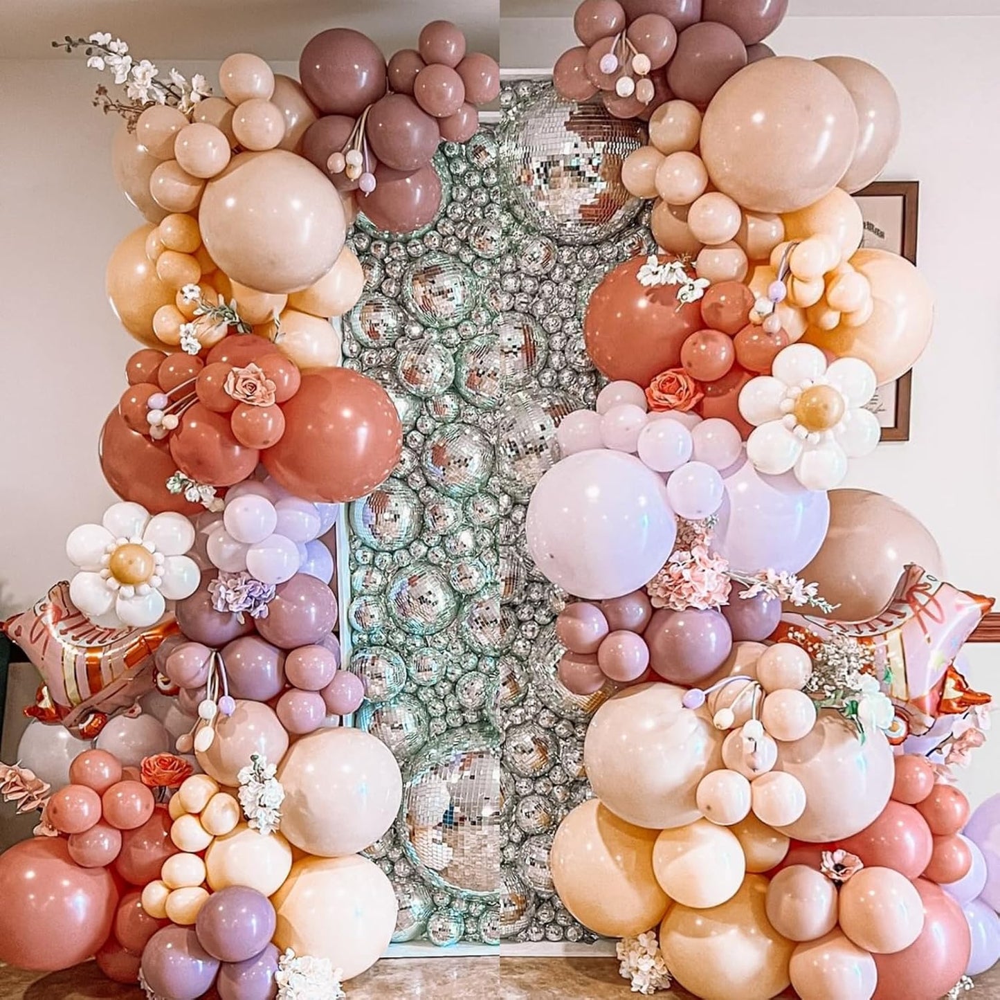 Dusty Pink Purple Balloons Arch Yellow White Balloon Groovy Theme Birthday Party Decorations Pastel Purple Beige Latex Helium Balloons Flower Disco Party Decor Wedding Baby Shower