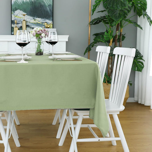 FOLINS&HOME Sage Green Rectangle Tablecloth 90 x 132 Wrinkle Free Waterproof Polyester Table Cloths, Spillproof Heavy Duty Washable Table Cover for Party, Banquet, Wedding, Indoor - Rectangular/Oblong
