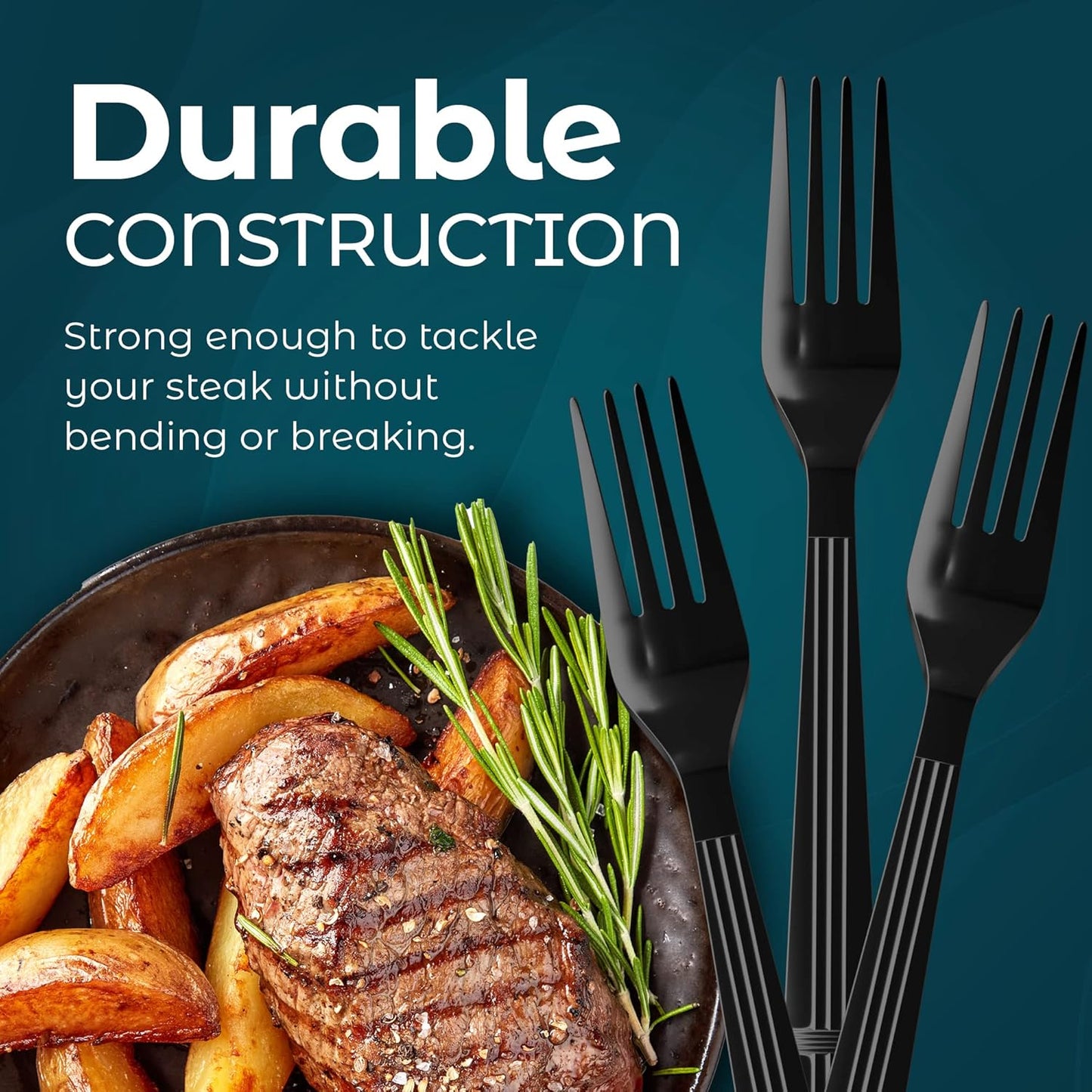 Diplastible Plastic Forks Heavy Duty - Disposable Utensils - 500 Count - Black Forks
