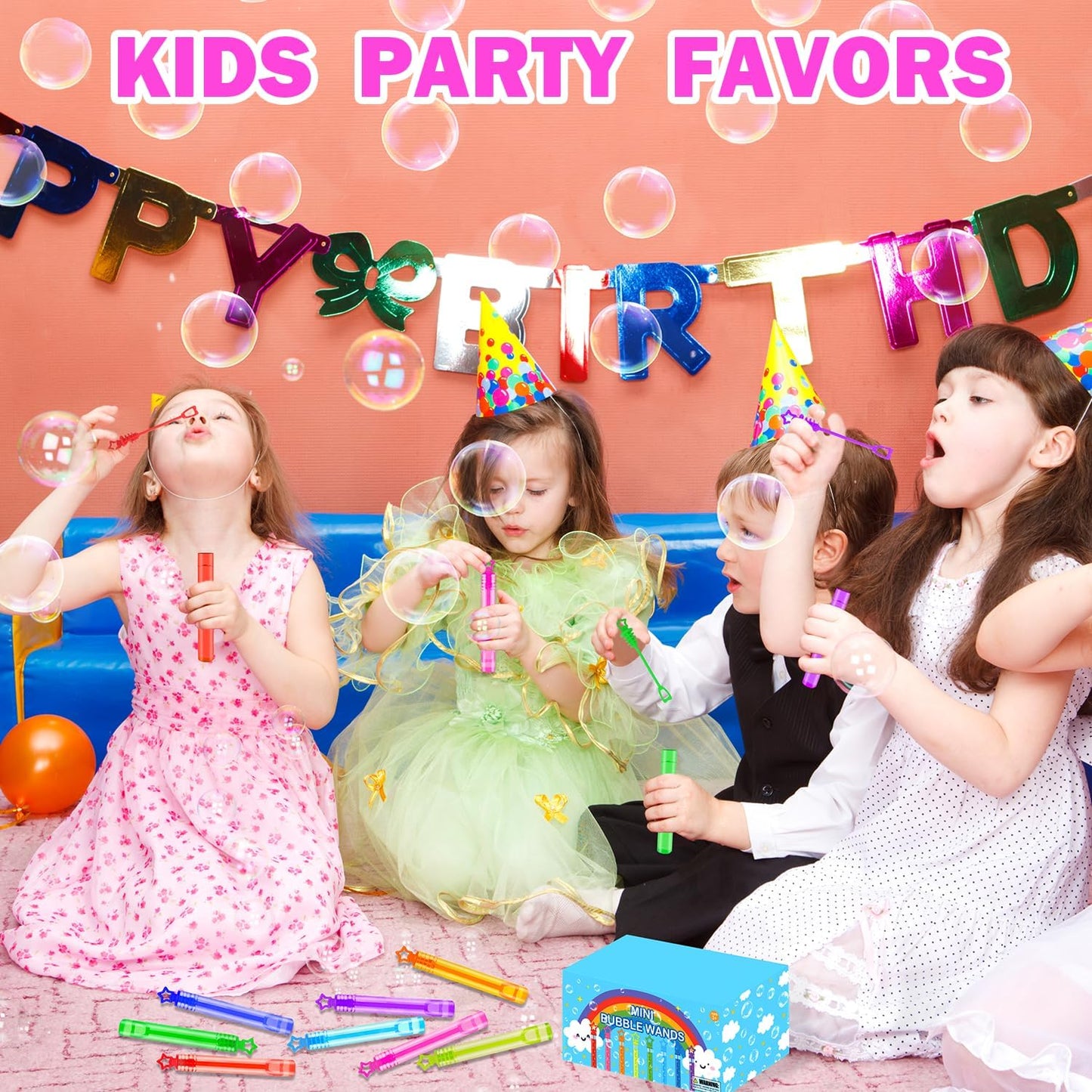 Bulk Toys for Kids Prizes 200 Pack, Mini Bubble Wands Party Favors for Toddlers, Small Christmas Pinata Goodie Bag Stuffers, Carnival Supplies Giveaways Handouts Stocking Stuffers for Girls and Boys