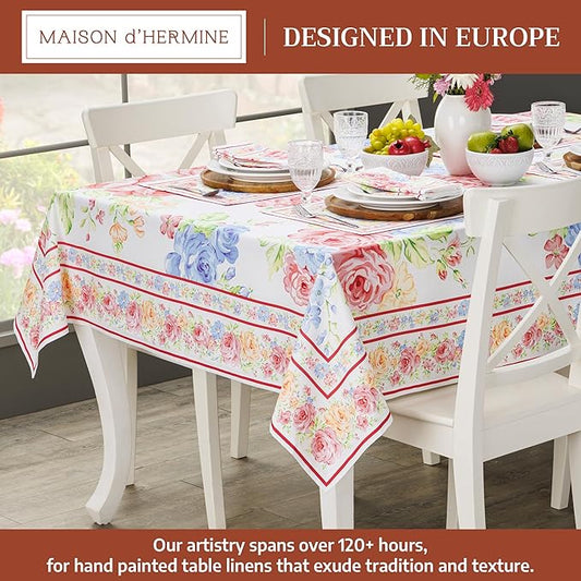Maison d' Hermine Table Cloth Rectangle Table 100% Cotton 54 x 72 Inches Tablecloth Reusable Decorative for Dining Room Farmhouse Home Valentines Day Decorations Spring Summer - Vintage Floral