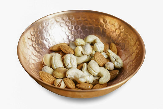 GoCraft Pure Copper Decorative Bowl | Hammered Finish Pure Copper Bowl for Nuts, Salad, Fruits & Kitchen Serving Purposes - 5" Dia & 2" Height (Small)