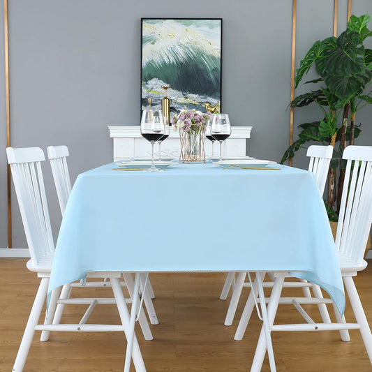 FOLINS&HOME Baby Blue Rectangle Tablecloth 60 x 120 Wrinkle Free Waterproof Polyester Table Cloth, Spillproof Heavy Duty Washable Table Cover for Party, Banquet, Indoor and Outdoor-Oblong/Rectangular