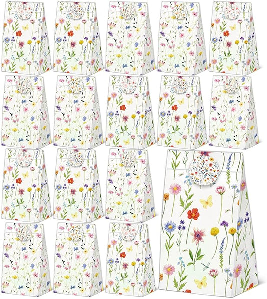 24 Pcs Wildfloral Goodie Bags with Stickers,Welcome Bags for Wedding Hotel Guests Themed Decorations Birthday Party Favor Bags,Vintage Wildfloral Party Gift Bags for Birthday Wedding Party