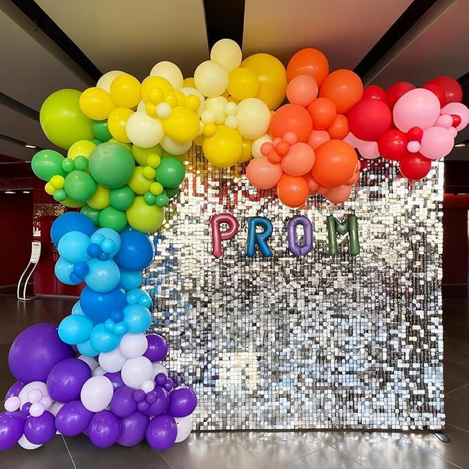 Rainbow Balloons 12 inch, Red Dark Purple Orange Yellow Lime Green Light Blue Pink Latex Balloon 50pcs Party Balloons for Colorful Rainbow Baby Shower Birthday Party Decorations