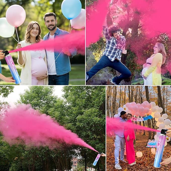 QIYVLOS Gender Reveal Fire Extinguisher 2 Packs, Gender Reveal Smoker Bomb, Baby Girl Reveal Party Ideas for Gender Reveal Decorations (Extra Large, Pink)