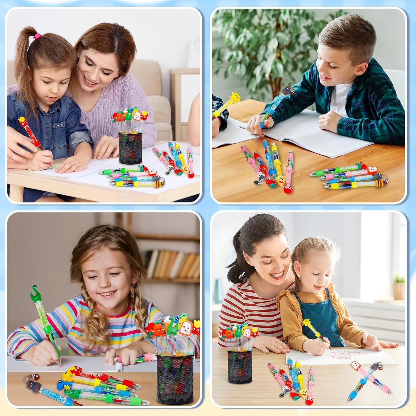 CZWZ 20Pcs Multicolor Pens in One 4-in-1 Cute Pens Bulk for Kids, Ballpoint Pen for Birthdays and Children's Parties, Fun Gifts Assorted Ink Kawaii Pen