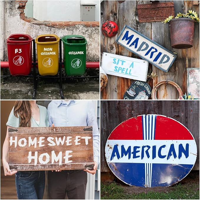 36Pcs Reusable Numbers & Alphabet Stencils - 4 inch, Cursive, for Wood, Wall, Fabric, Rock, Chalkboard, Signage
