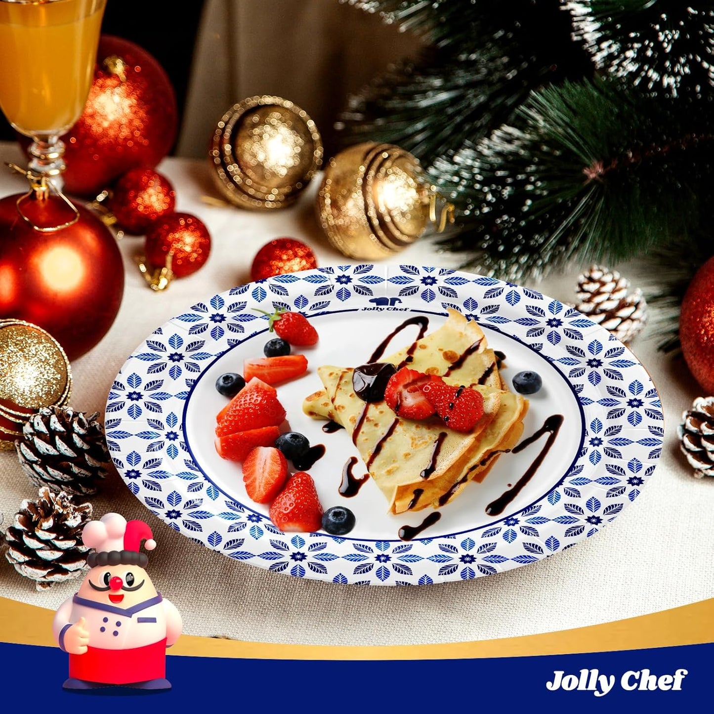 JOLLY CHEF 7 inch Disposable Paper Plates 150 Count, Soak Proof, Cut Proof, Heavy Duty Paper Plates for Everyday Use