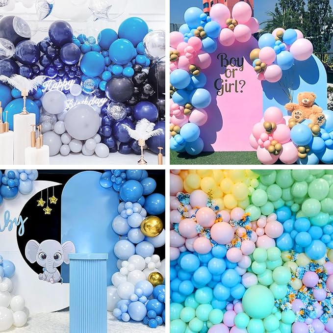 RUBFAC 120pcs Balloons for Birthday Baby Shower Graduation Anniversary Wedding Party Supplies Garland Arch Decoration,12 Inches,Light Blue