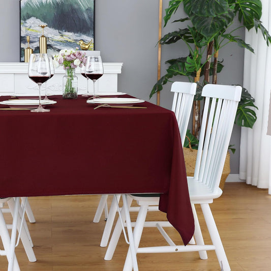 FOLINS&HOME Burgundy Rectangle Tablecloth - 60 x 120 Inch Rust Red Wrinkle Free Waterproof Polyester Table Cloths, Spillproof Heavy Duty and Washable Table Cover for Party, Banquet, Oblong/Rectangular