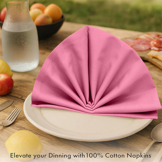 Ruvanti Premium Cloth Napkins Set of 6, 18x18 Inches, 100% Cotton, Washable, Soft & Absorbent, Perfect for Wedding, Christmas, Thanksgiving Dinners - Pink