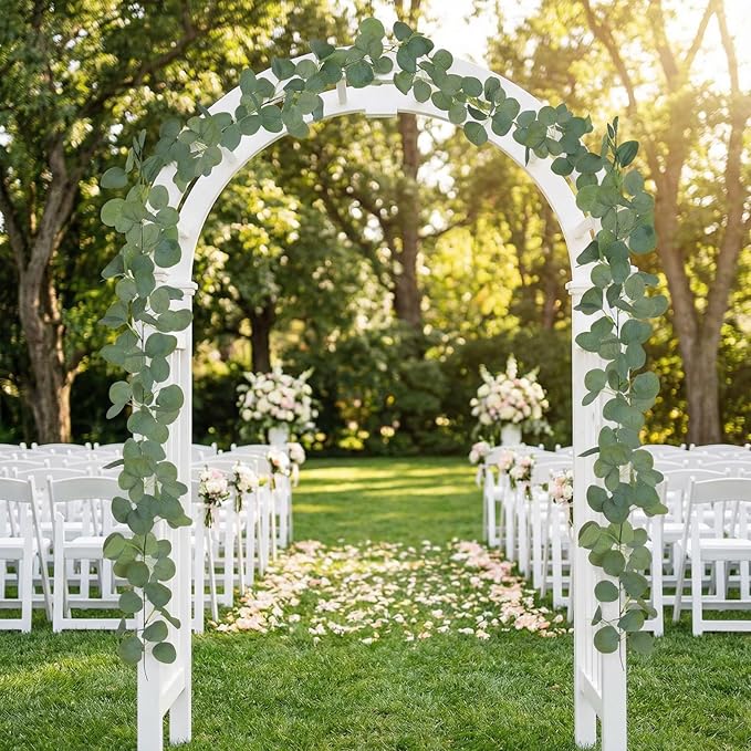 2 Pack Natural-Looking Eucalyptus Garland 5.9 Ft Artificial Eucalyptus Leaves Table Greenery Garland for Wedding Backdrop Table Arch Wall Indoor Outdoor Home Party Decor