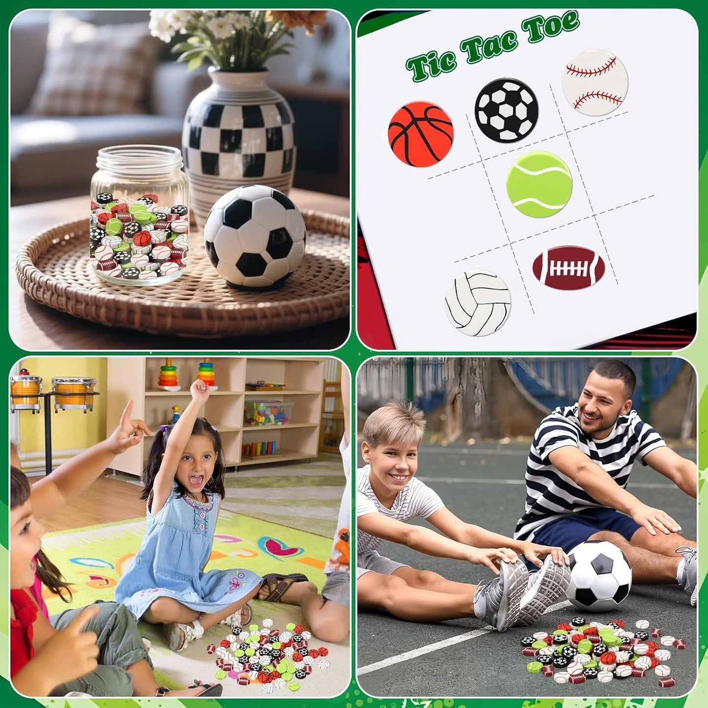 80pcs Sports Ball Polymer Clay Ornaments, Football Basketball Baseball Soccer Volleyball Tennis Table Scatters Vase Filler for Holiday Decoration Party Favors Arts Craft Supplies