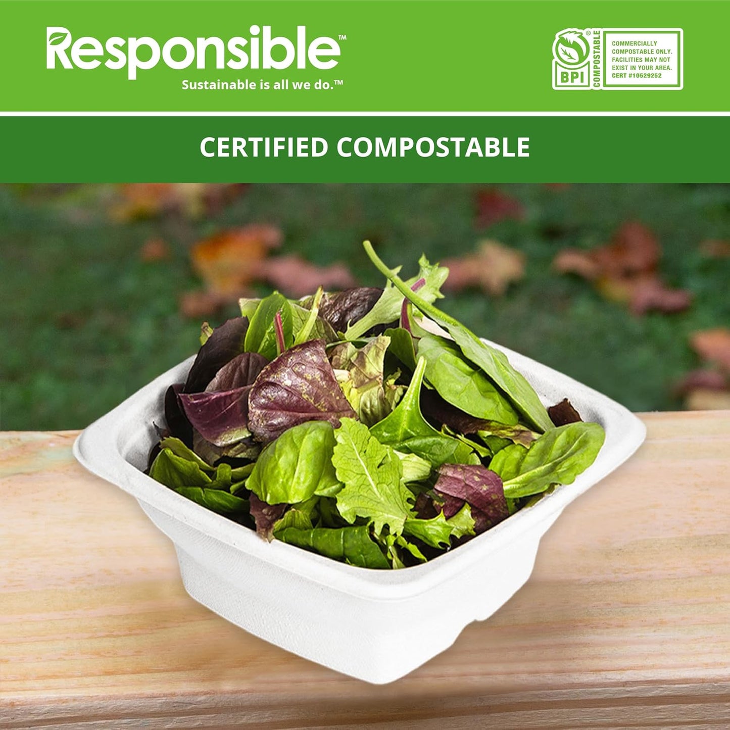 100% Compostable Square Serving Bowls, 32 oz Disposable Paper Bowls, Microwave Safe, Freezer Safe, Soup Safe, No Plastic, Eco-Friendly, Tree-Free, No PFAS. White (50 Count)