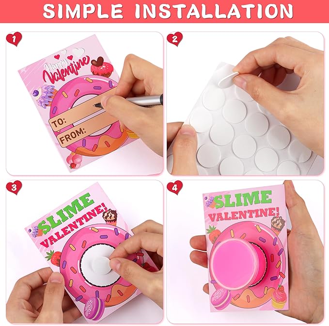 28 Pack Valentines Day Gifts for Kids Classroom, Butte Slime Kit Valentines Cards for Kids School Class Valentines Day Slime Fidget Toys Valentines Exchange Cards Valentines Party Favors Boys Girls