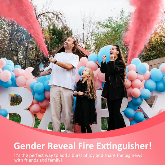 SRG Giant Gender Reveal Fire Extinguisher Color Blaster | 2 Packs Baby Girl Pink Gender Reveal Extinguisher | Pink Smoke for Gender Reveal Party & Ideas - Blasts 20+ Feet (Pink)