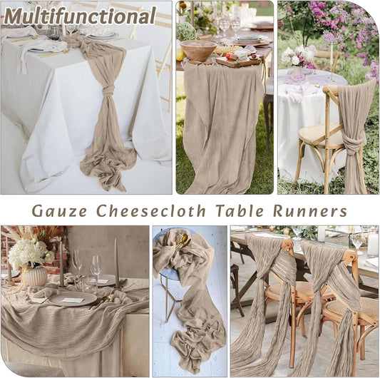 2Pack Nude Table Runner 10FT Cheesecloth Table Runner 35x120Inch Long Boho Cheese Cloth Table Runners Rustic Gauze Table Runners for Party Wedding Bridal Shower Baby Shower Decorations
